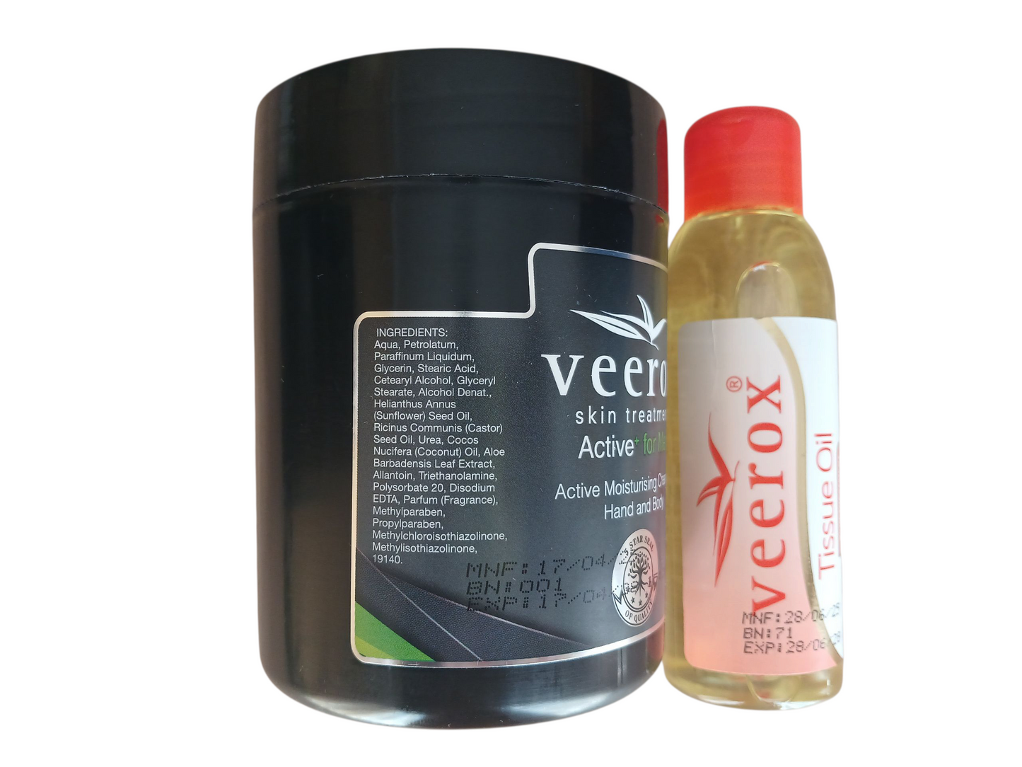 Veerox Skin Treatment cream for Men and Tissue Oil Bundle (500ml cream and 125ml Tissue Oil)
