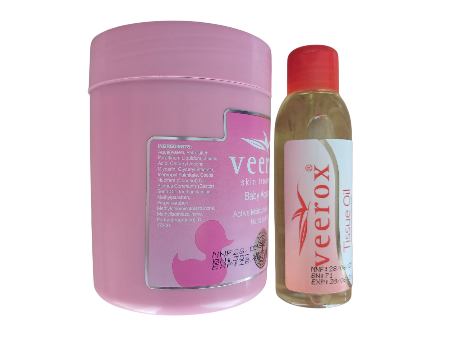 Veerox Baby Aqueous cream and Tissue Oil Bundle (500ml cream and 125ml Tissue Oil)