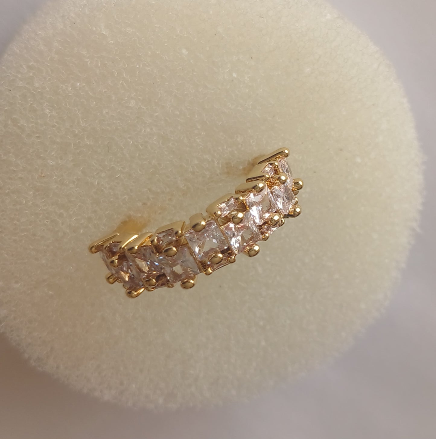 Gold Plated Staggered Cubic Zirconia Ring (Size XS-S)