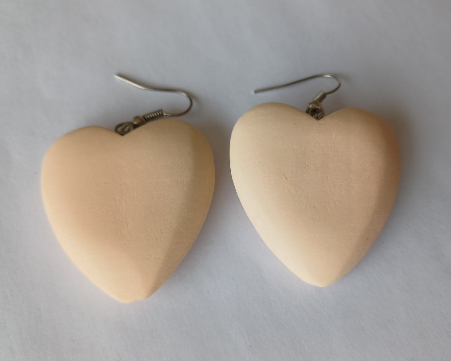 Beige Heart Earrings