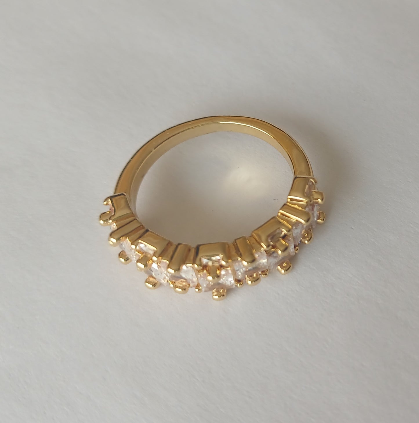 Gold Plated Staggered Cubic Zirconia Ring (Size XS-S)