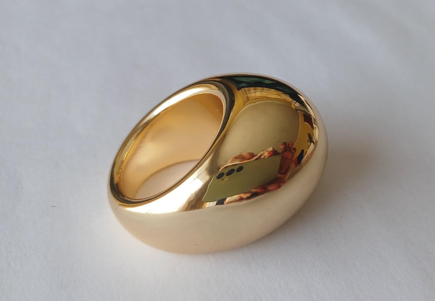 Gold Plated Smooth Round Dome Ring (Size S-M)