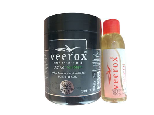 Veerox Skin Treatment cream for Men and Tissue Oil Bundle (500ml cream and 125ml Tissue Oil)