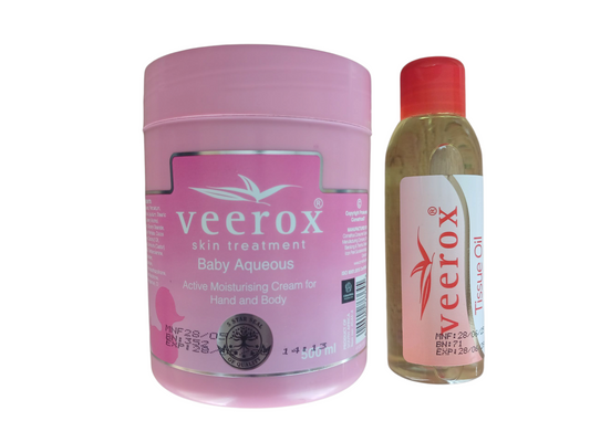 Veerox Baby Aqueous cream and Tissue Oil Bundle (500ml cream and 125ml Tissue Oil)