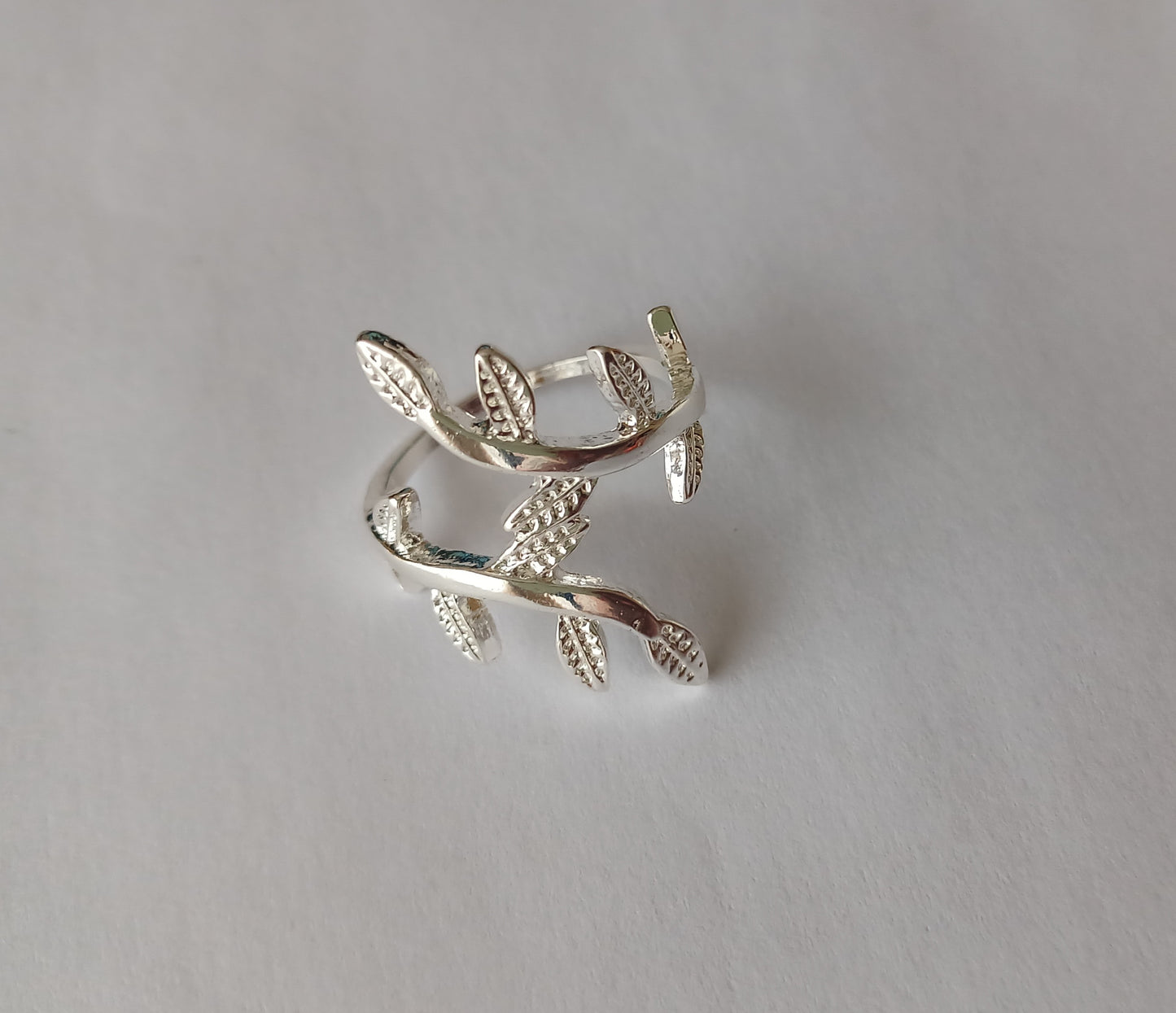 Silver Leaf Double Bond Ring (Size S-M)