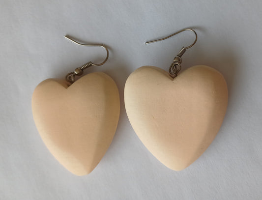 Beige Heart Earrings