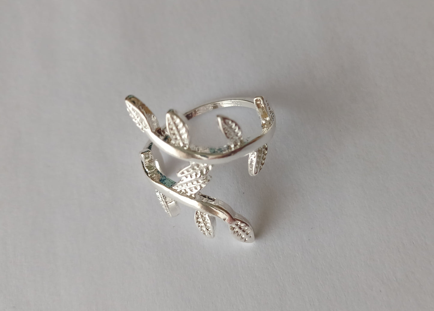 Silver Leaf Double Bond Ring (Size S-M)