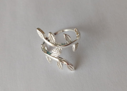 Silver Leaf Double Bond Ring (Size S-M)