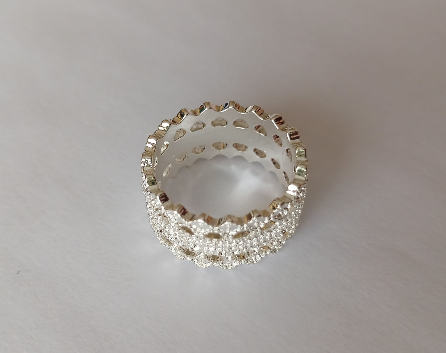 Silver Lace Detail Ring (Size M-L)