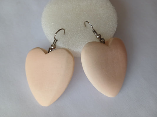 Beige Heart Earrings