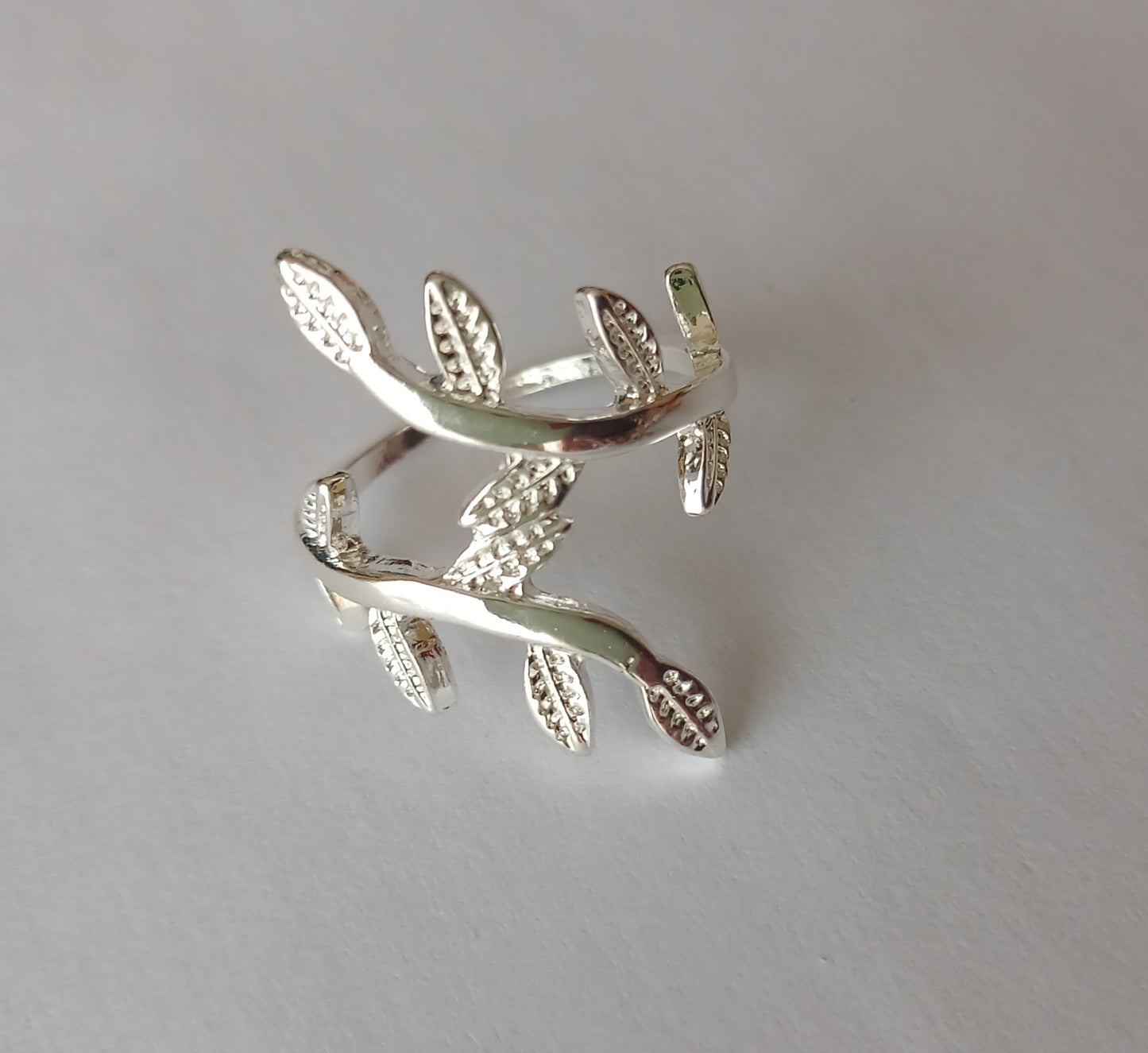 Silver Leaf Double Bond Ring (Size S-M)