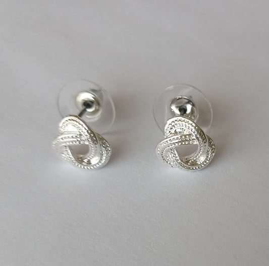 Silver Knotted Stud Earrings